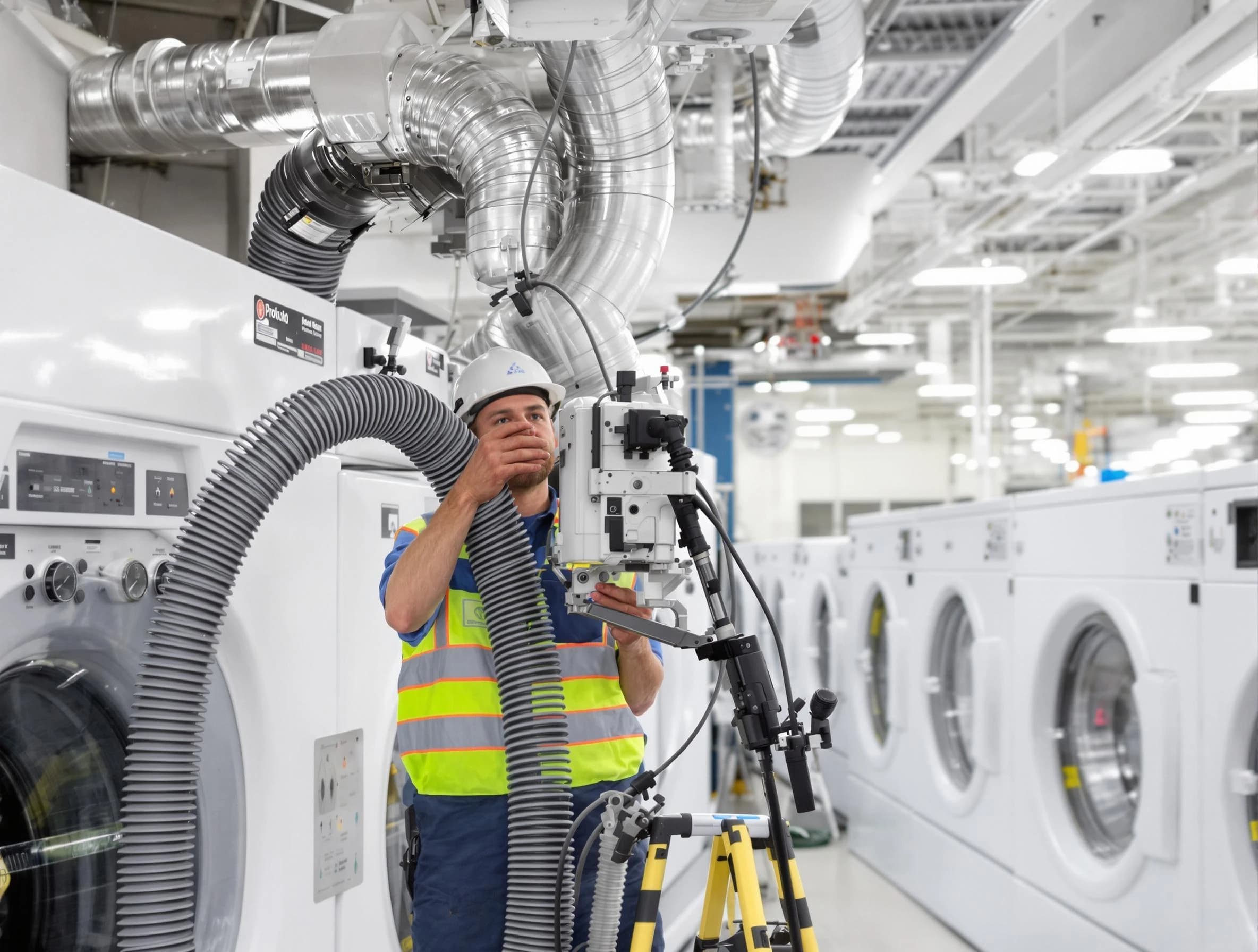 Paradise Hills Dryer Vent Cleaning team performing commercial-grade dryer vent cleaning at a business facility in Paradise Hills