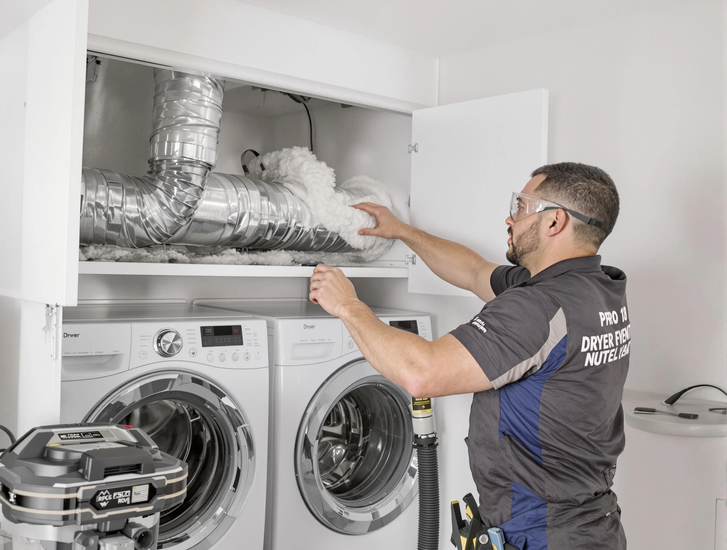Paradise Hills Dryer Vent Cleaning certified technician performing specialized gas dryer vent cleaning in Paradise Hills